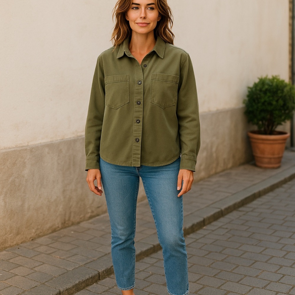 Banana Republic Olive Green Button-Up Shirt - Picture 4 of 8